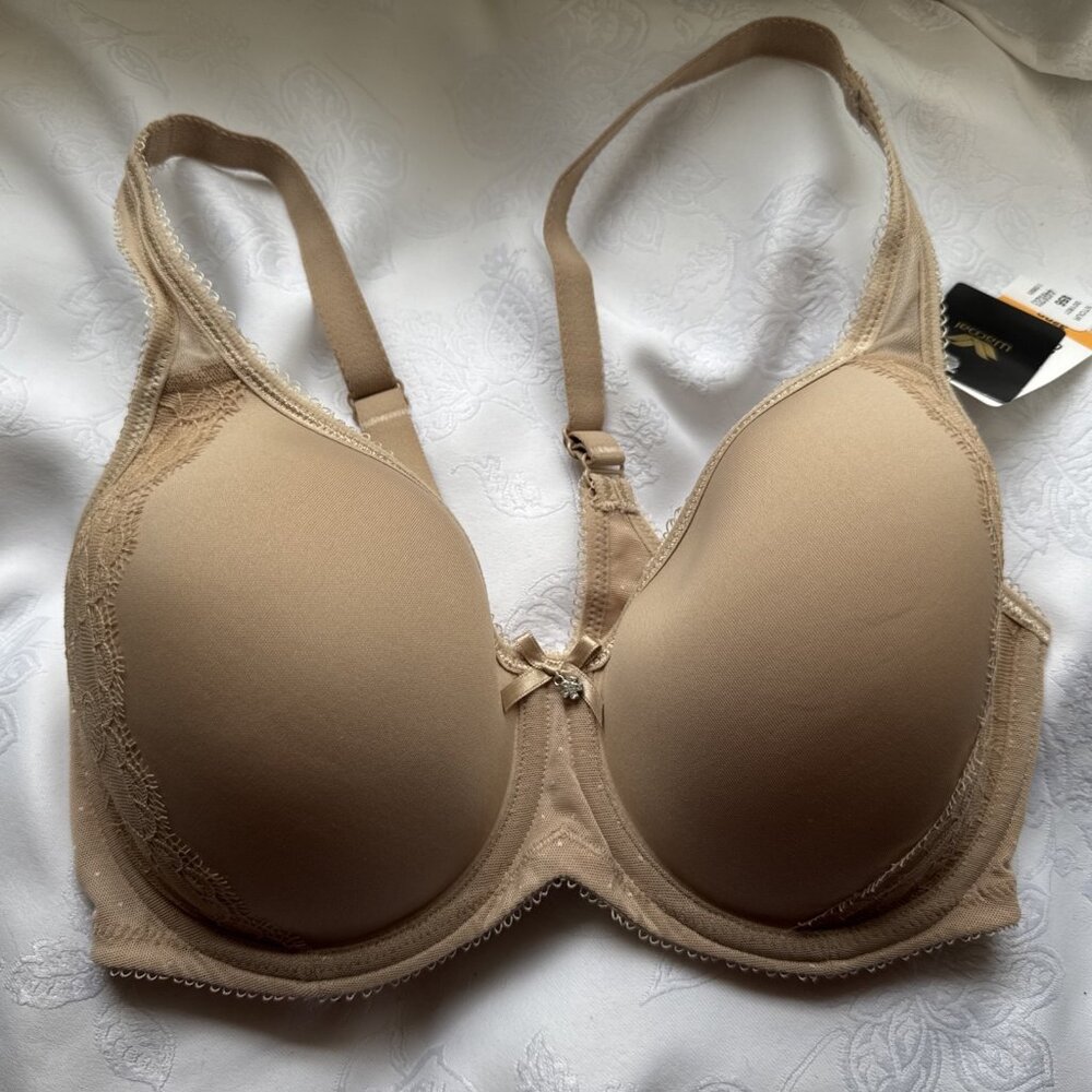 Wacoal 853186 Retro Chic Contour Underwire T-Shirt Bra Toast 32DD NEW $72 - Picture 4 of 8